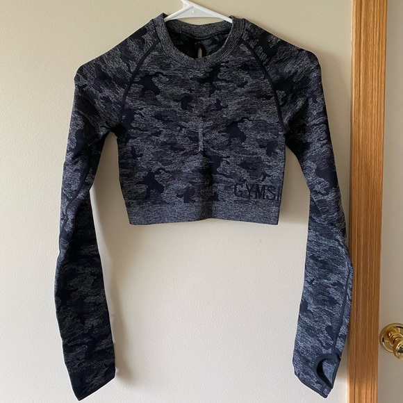 CAMO SEAMLESS LONG SLEEVE CROP TOP